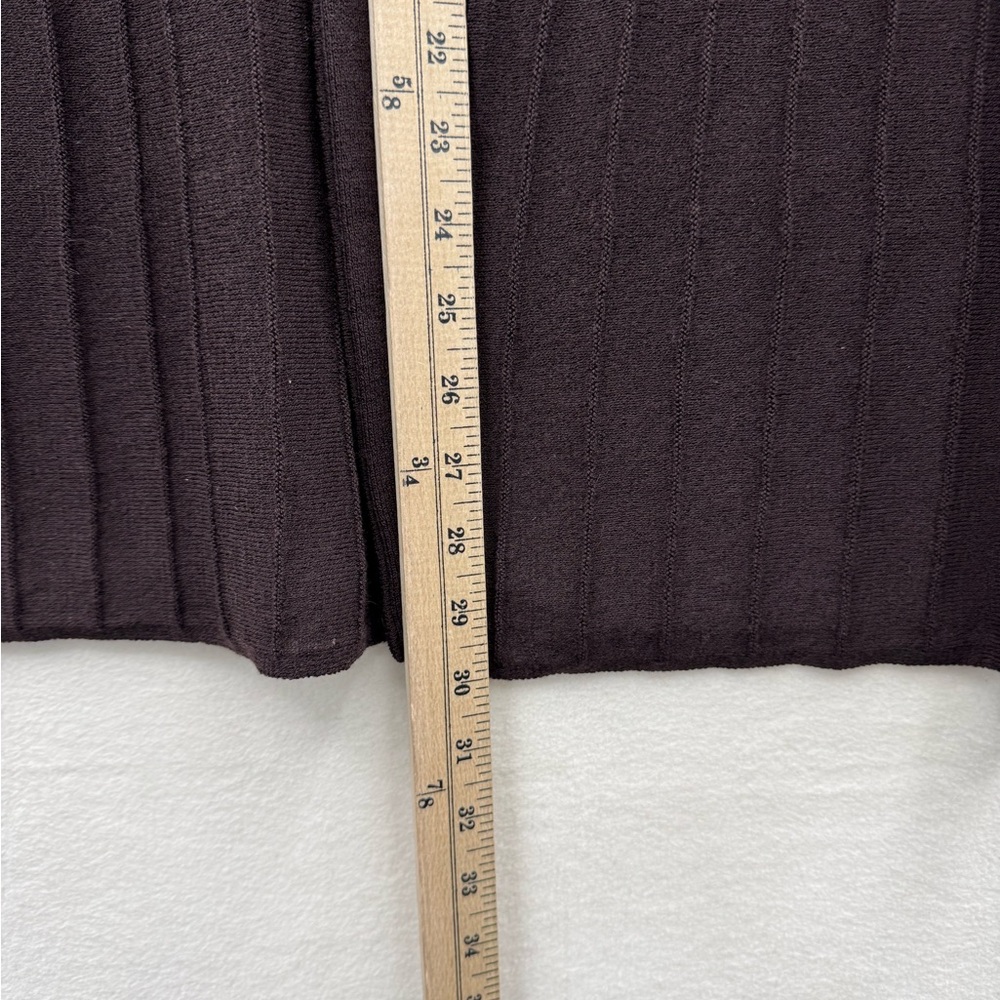 Eileen Fisher Women’s Large Brown Wool Open Front Cardigan Ribbed Lightweight - Picture 6 of 9